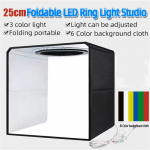 25 cm v&auml;ike stuudiokomplekt LED-fotograafia lamp Softbox kokkupandav fototausta valguskast