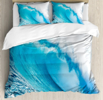 Merelaine Tekikott King/Queen Suurus 3D Sinine Ookeani Pihustavad Lained Voodipesukomplekt Lastele Teismelistele, Asuursinine Merevesi Pehme Tekikott 70x133cm blue