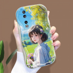 Armas koomiksimustriga kreemjas tekstuuriga korpus Lainelise servaga pehme silikoonkaanega telefoni&uuml;mbris Huawei Honor Infinix Tecno iPhone'i jaoks Honor X8B