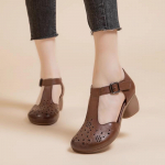 Moodsad GKTINOO Ehtsa Nahast Naiste Sandaalid Suvekingad 5CM K&otilde;rged Kontsad Retro Naiste Kingad 2025 Ažuursed Sandaalid 35