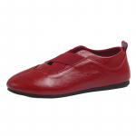 Mood 2025 Kevad/S&uuml;gis Uued Mary Jane Lamedad Kingad - Balleti-inspireeritud &uuml;marne ninaga slip-on kingad elastikrihmaga, Vintage T&ouml;&ouml;kingad Naistele 35 veinipunane v&auml;rv