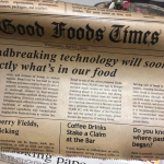 Retro ingliskeelne ajaleht Toidutarvikud k&uuml;psetamiseks K&ouml;&ouml;gis Toidukvaliteediga m&auml;&auml;rdepaber Leib V&otilde;ileib Burger Friikartulid &Uuml;mbrised K&uuml;psis