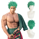 Anime parukas Zoro parukas Meeste L&uuml;hike Roheline Kihiline Parukas Poistele Kuumakindel S&uuml;nteetiline Halloweeni Peo Cosplay Parukas green-