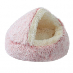 &Uuml;mmargune kapuutsiga pl&uuml;&uuml;sist lemmikloomavoodi poolsuletud siseruumides v&auml;ike kassi koera koopavoodi talvine soe kassipoeg kutsikas magamispesa lemmikloomatarbed 65cm