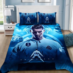 3D UUS Tekikott Padjap&uuml;&uuml;r Voodipesukomplekt Jalgpall CR7 R-Ronaldos T&auml;iskasvanu Poiss T&uuml;druk Magamistoa Kaunistus Lapsed &Uuml;hekohaline Kahekohaline Suur 70x133cm 2pcs blue