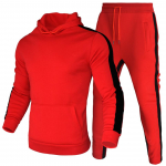 Meeste s&uuml;gistalvine spordidress Meeste komplekt Moodne triibuline punane must kapuutsiga pullover vabaaja spordir&otilde;ivaste p&uuml;kste komplektid XXXL punane