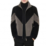 Meeste t&auml;ist&otilde;mblukuga vabaaja jope v&auml;rviga sobiva aluskrae pikkade varrukatega kudumismantel taskutega s&uuml;gistalvine tuulekindel mantel M must