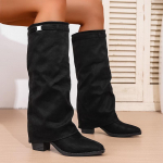 Mood Slip On K&otilde;rge Kontsaga P&otilde;lvek&otilde;rgused Saapad Naised S&uuml;gis Talv K&otilde;rge S&auml;&auml;rega Ratsasaapad Naine Terava Ninaga Paksu Kontsaga Pikad Botas 43
