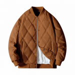 Winter Diamond Checker br&auml;nd lambavillane soe puuvillase polsterdatud jope Meeste Harbour stiilis vabaaja pesapalli kraega jope 2XL pruun