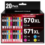 Cartouches d'Encre - 1GOLD - PGI-570XL CLI-571XL - Pack de 20 - Multi-couleurs - Compatible Canon