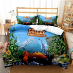 Grizzly & The Lemmings Multikas Anime Tr&uuml;kitud Voodipesukomplekt Tekikott Padjap&uuml;&uuml;r Voodipesu Komplekt Linane Linu Tekikate Suurus Queen King 70x133cm 2pcs