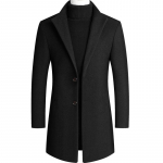 Uus talvemood Meeste Slim Fit pikkade varrukatega kardiganid Blends Mantli-jakk-&uuml;likond Solid meeste pikad villased mantlid XXXXL