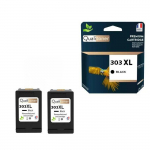 Cartouches d'encre - QUALITONER - 303XL - Noir - 20 ml - Pack de 2 compatibles HP Envy Photo