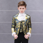Laste Punk Halloweeni Kost&uuml;&uuml;mid Kuningas Prints Renessanss Keskaegne Poiss Gooti Cosplay Peokost&uuml;&uuml;m Jakk+P&uuml;ksid+Lips T&auml;iskomplekt 110&prince costume
