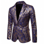 Meeste bleiser Slim Fit &uuml;he n&ouml;&ouml;biga Meeste jakk Kuldprinteriga peigmehe pulmakleit Stage Club Party vabaaja pidulikud bleiserid XXXL