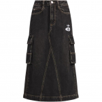 Adidas Originals Sport Lifestyle Sarja Lahtine Mugav Triibuline Denimist Maxi Seelik Naiste seelikud Must JX6864 24