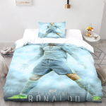 2/3 tk tekikatte komplekt Ronaldo Iidol Jalgpallit&auml;ht 3D-prinditud tekikate teismelistele lastele poistele t&uuml;drukutele pehme voodikate lukuga AU Single(140*210cm)3pcs white