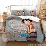One Piece Luffy Poiss 3tk Voodipesukomplekt Padjap&uuml;&uuml;r Anime Voodipesu Multikas 3D Prinditud Lapsed T&auml;iskasvanud Laps Poisid Tekikate Tekikate Kate Kingitus EU Single(135*200cm)3pcs gray