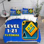 3D Geometry Dash Voodipesukomplektid Tekk Voodikate Tekikott Padjap&uuml;&uuml;r 2-3 Osalised Komplektid Magamistoa Kaunistus Kodutekstiil EU Single(135*200cm)3pcs