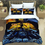 Mortal Kombat Cartoon tr&uuml;kitud voodipesukomplektid Peen tarvikute komplekt Tekikott Voodipesukomplekt Voodipesukomplekt Luksuslik s&uuml;nnip&auml;evakingitus EU Single(135*200cm)3pcs