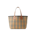 Burberry suur mahutavusega klassikalise ruudumustriga puuvillane ja vasikanahast kandekott naistele Khaki 80661621 Basic Set (Bag+Dust Bag)