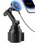 enGMOLPHY MagSafe &uuml;hilduv traadita Viimane Qi2 magnetiline auto magnetiline traadita laadija topsik Kuni 15W Kiire reguleeritav &Uuml;hilduv iPhone MagSafe'iga must