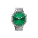Swatch Big Bold Irony Kvartsikell 30m Veekindel 47mm Roheline sihver Roostevabast terasest korpus Roostevabast terasest rihm Unisex kellad SB07S101G Green Dial