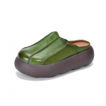 Johnature Vintage Ehtne Nahk Paksude Taldadega V&auml;litingimustes Sandaalid &Uuml;mar Nina Naiste Slip-on Kingad 35 roheline