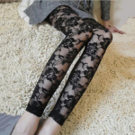 HS Women Perspective Lace Pants Rose muster Stretch &otilde;&otilde;nsad tikitud s&auml;&auml;rised must