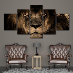 Moodulmaalid 5 paneeli Kuningas L&otilde;vi Loom Wall Art L&otilde;uendimaal Pilt Kodu Kaunistus Elutuppa Tr&uuml;kitud Maalid 40X60 40X80 40X100CM brown
