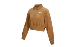 Nike Sportswear Naiste Sametine Poollukuga Logoga Huppar Pruun DQ5939-258 L