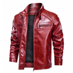 S&uuml;gisene kunstnahast jakk Meeste &uuml;hev&auml;rviline t&otilde;mblukuga Mitu taskut Mootorratta jakid Vintage Slim Fit Bomber-mantlid L