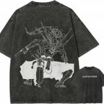Mahoraga Sukuna T-s&auml;rk Jujutsu Kaisen Line Art Tee Vintage Pesuga Anime Harajuku Meeste Streetwear Graafilised R&otilde;ivad suvi uus L