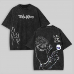 Gojo Nah I'd Win T-s&auml;rk Jujutsu Kaisen Line Art Tee Vintage Pesuga &Uuml;lem&otilde;&otilde;duline Retro Anime Harajuku Meeste Streetwear Graafilised Topid M
