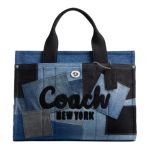 COACH Cargo 34 Br&auml;ndi kirjapildiga Denimist ja kindanahast K&auml;sikott K&auml;sikott ostukott k&auml;ekott Suur suurus naistele Denim ja h&otilde;bedane h&otilde;be