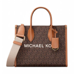 MICHAEL KORS Mirella Signatuurlogo Kaetud L&otilde;uendist T&otilde;mblukuga K&auml;ekott Ostukott K&auml;ekott V&auml;ike Naiste Pruun pruun