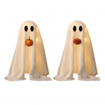 Halloweeni valgustatud valge kummitus Hirmutav LED-valgustusega sametkangas kummitus k&otilde;rvitsaga P&uuml;hadeks Kodu K&ouml;&ouml;k Kamin Lauaplaat Dekoratsioon 2pcs