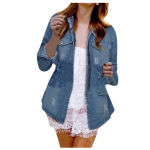 Denimjakk Korea L&uuml;hike Denimjakk Naistele Pikkade Varrukatega &Uuml;ler&otilde;ivaste Jakk Naiste Teksad Kett Denimjakk Femme Suur Suurus S sinine