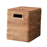 Rotangist hoiukorv kaanega K&auml;sitsi kootud kaanega konteiner 38-28-32cm W Handle Lid
