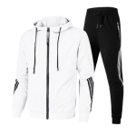 Meeste s&uuml;gisene kapuutsiga slim fit triibuline sportlik vabaaja komplekt L kollane
