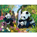 5D Diamond Ristpistes Panda perekond bambusest teemanttikandiga T&auml;is&uuml;mar teemant 20X30CM