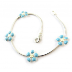 Les Tr&eacute;sors De Lily [G1089] - Bracelet Argent 'Flora' bleu sinine