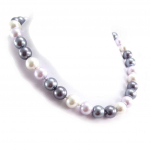 Les Tr&eacute;sors De Lily [J8099] - Collier 'Perla' ivoire gris lilas (12 mm) lilla