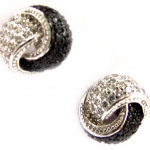 Les Tr&eacute;sors De Lily [K7172] - Boucles Argent 'Sissi' noir blanc must