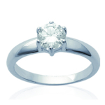 Bague Argent 'Unique' blanc argent&eacute; (rhodi&eacute;) - 7 mm 52 valge