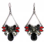 Les Tr&eacute;sors De Lily [L5611] - Boucles Cr&eacute;ateur 'Sissi' rouge noir gris mitmev&auml;rviline