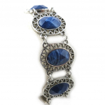 Les Tr&eacute;sors De Lily [M4177] - Bracelet cr&eacute;ateur 'Min&eacute;ralia' bleu argent&eacute; sinine