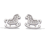 Les Tr&eacute;sors De Lily [N6261] &ndash; valged &bdquo;Rocking Horse&rdquo; h&otilde;bedased k&otilde;rvar&otilde;ngad (roodiumiga kaetud) &ndash; 8x7 mm h&otilde;be