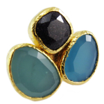 Les Tr&eacute;sors De Lily [Q5632] - Disains&otilde;rmus  Cl&eacute;opatra  roheline must t&uuml;rkiissinine kuld - 30x25 mm roheline