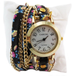 Les Tr&eacute;sors De Lily [Q5900] - Montre cr&eacute;ateur 'Liberty' noir multicolore dor&eacute; - 2 tours must
